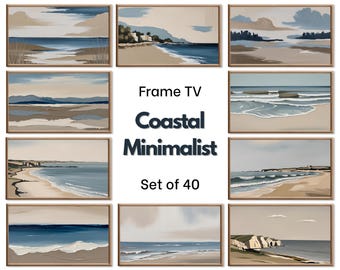Minimalist Coastal Frame TV Art Set – Beachy Wall Art for Samsung Frame TV, Neutral Wall Decor, Coastal Artwork, Modern TV Art Download