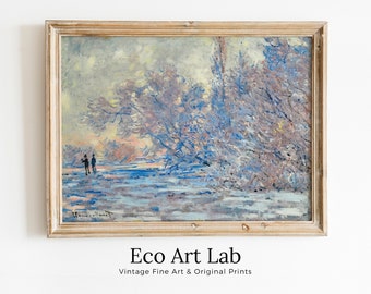 Claude Monet Frost at Giverny Painting Famous Monet Art. Instant Download Vintage Decor. Vintage Landscape Printable Wall Art Winter Decor