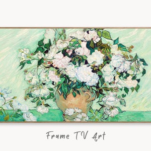 Samsung Frame TV Art 4K Roses Famous Still Life Painting by Vincent van Gogh. Instant Download van Gogh Art for Frame TV. Vintage Wall Art