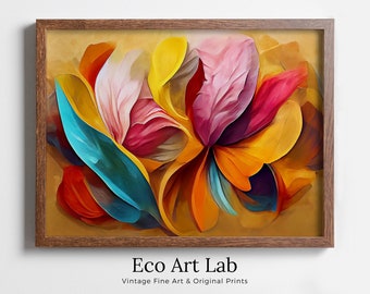 Abstract Modern Floral Print Digital Painting. Printable Wall Art. Colorful Abstract Flower Petals Botanical Art Print. Downloadable Art #3