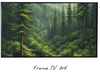 Deep Green Forest Art for Frame TV I Nature Wall Decor for Samsung Frame I 4K Forest Landscape Digital Artwork