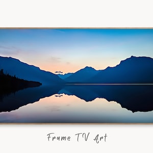 Lake Sunrise with Mountain Landscape Samsung Frame TV Art. Abstract Evening Art Samsung TV, Digital Download for Samsung Frame, Frame TV Art