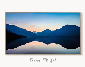 Lake Sunrise with Mountain Landscape Samsung Frame TV Art. Abstract Evening Art Samsung TV, Digital Download for Samsung Frame, Frame TV Art