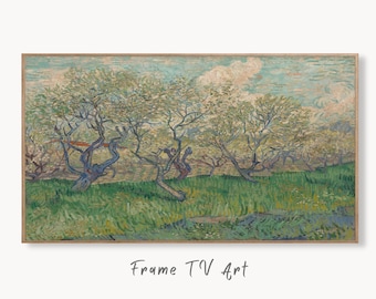 Samsung Frame TV Art 4K Orchard in Blossom Famous Vincent van Gogh Painting. Instant Download van Gogh Landscape for Frame TV. Vintage Decor