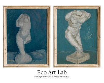 Set of 2 Prints Vincent van Gogh Female & Male Torso Sculptures Painting Printable Art. Instant Download van Gogh 2 Piece Vintage Fine Art