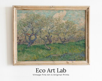 Vincent van Gogh Orchard in Blossom Printable Famous Art Print. Instant Download van Gogh Print. Vintage Art. Botanical Landscape Painting
