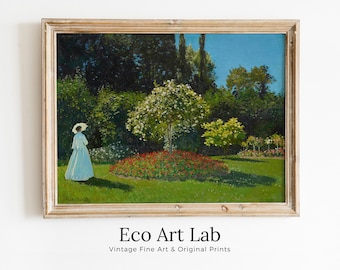 Claude Monet Lady in The Garden Painting Famous Monet Art. Instant Download Vintage Decor. Monet Landscape Printable Wall Art. Vintage Decor