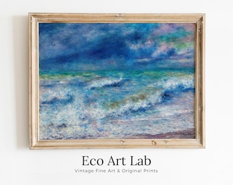 Seascape Vintage Renoir Print Painting. Printable Wall Art. Ocean Waves Instant Download Coastal Watercolor Wall Art. Nautical Decor Print