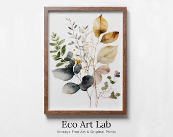 Watercolor Botanical Print. Floral Printable Wall Art. Wild Flowers Art. Floral Minimalist Art. Boho Floral Art. Printable Flower Watercolor