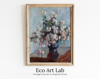 Claude Monet Chrysanthemums Flowers Still Life Painting. Instant Download Vintage Decor. Monet Botanical Print Printable Art. Vintage Decor