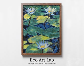 Lotus Flower Art | Botanical Wall Art | Flower Wall Decor | Three Blooming Lotus Flowers Digital Painting | Floral Art | Digital Printable