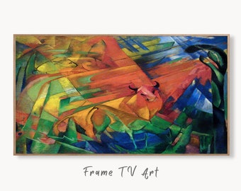 Samsung Frame TV Art 4K Animals in a Landscape Abstract Vintage Painting. Instant Download Art for Frame TV. Abstract Home Decor. TV Art
