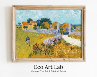 Vincent van Gogh Farmhouse in Provence Painting. Famous Printable Art. Instant Download van Gogh Vintage Landscape Fine Art Digital Download