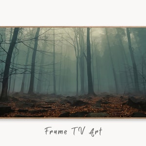 Samsung Frame TV Art 4K Mysterious Foggy Woods Landscape Digital Painting. Instant Download Forest Art for the Samsung Frame TV. Art for TV