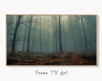 Samsung Frame TV Art 4K Mysterious Foggy Woods Landscape Digital Painting. Instant Download Forest Art for the Samsung Frame TV. Art for TV