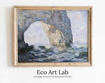 Claude Monet Sea & Rock View Painting Famous Monet Art. Instant Download Vintage Decor. Monet Landscape Printable Wall Art Vintage Decor