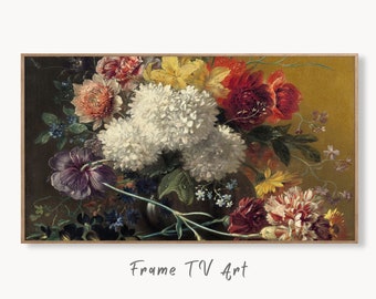 Samsung Frame TV Art 4K Vintage Still life Flowers Painting. Flowers in Vase Oil Painting. Instant Download Retro Floral Art for Frame TV