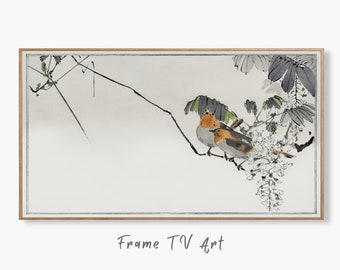 Sparrows Perched On a Branch Frame TV Art. Vintage Japanese Painting Samsung Art TV, Digital Download for Samsung Frame, Retro Frame TV Art