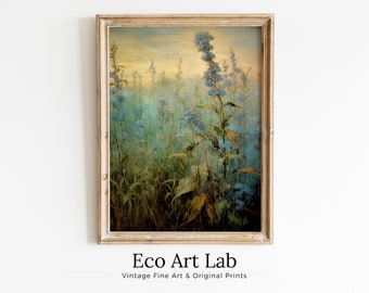 Printable Wildflower Field | Landscape Oil Painting | Vintage Farmhouse | Country Field Oil Painting | Printable Art | Digital Download