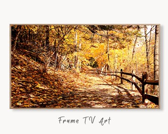 Fall Trail Landscape Digital Oil Painting Frame TV Art Digital Download, Art for Tv, Colorful Art for Frame TV