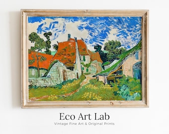 Vincent van Gogh Street in Auvers Painting Printable Famous Art. Instant Download Farmhouse van Gogh Vintage Fine Art Digital Download