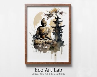 Buddha Zen Wall Art. PRINTABLE Wall Art. Watercolor Print. Buddhism Art. Instant Download. Zen Decor. Spiritual Wall Art. Asian Wall Art. #6