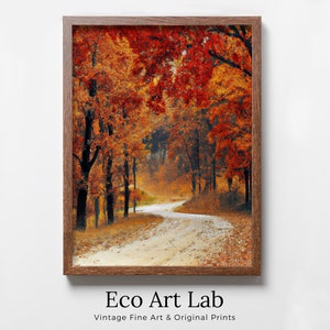 Waldweg im Herbst Landschaftsmalerei. Druckbare Kunst. Haus oder Büro Dekor. Natur-Druck-Herbst-Kunst. Sofort Download