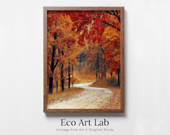 Forest Trail in the Fall Landscape Painting. Printable Vertical Wall Art. Home or Office Decor. Nature Print Autumn Art. Instant Download