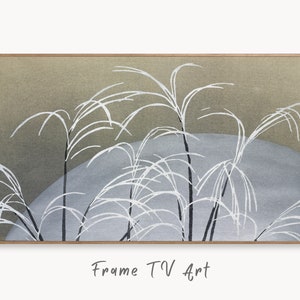Samsung Frame TV Art 4K Pflanzen und Mond Vintage japanische Wandkunst. Sofort Download Antike japanische Kunst für den Frame TV. Vintage Kunst