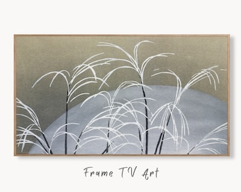 Samsung Frame TV Art 4K Plants and Moon Vintage Japanese Wall Art. Instant Download Antique Japanese Art for the Frame TV. Vintage Wall Art
