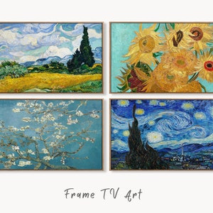 Set of 4 Samsung Frame TV 4K Art. Van Gogh Famous Paintings Collection. Vincent Van Gogh Art Set. Instant Download Vintage Frame TV Art. #1