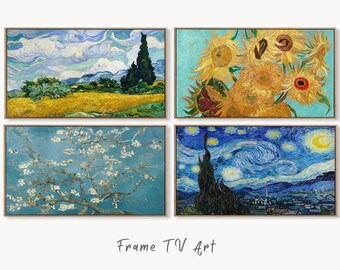 Set of 4 Samsung Frame TV 4K Art. Van Gogh Famous Paintings Collection. Vincent Van Gogh Art Set. Instant Download Vintage Frame TV Art. #1