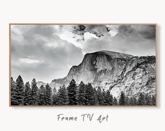 Samsung Frame TV Art 4K Yosemite National Park Mountain Digital Painting. Instant Download Black and White Art for TV. Nature Wall Art