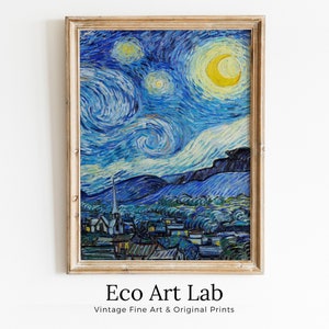The Starry Night by Vincent van Gogh Printable Famous Art Print. Instant Download van Gogh Print Vintage Painting. Fine Art Print Wall Decor