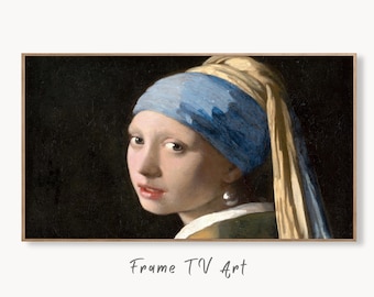 Samsung Frame TV Art 4K Girl With Pearl Earring Famous Classic Painting. Fine Art Portrait for Frame TV. Altered Vintage Home Decor. TV Art