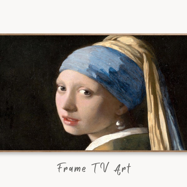 Samsung Frame TV Art 4K Girl With Pearl Earring Famous Classic Painting. Fine Art Portrait for Frame TV. Altered Vintage Home Decor. TV Art