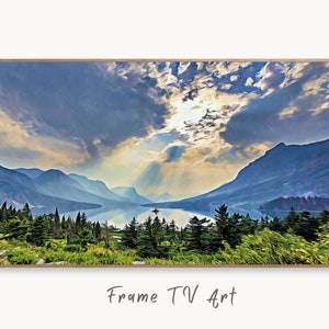 Glacier National Park Art Digital Painting Frame TV Art. Landscape Samsung Frame TV Art Downloadable Nature Art for TV Colorful Frame Tv Art