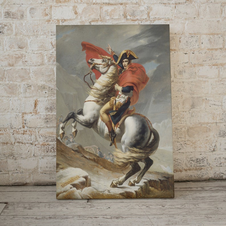 Napoleon Bonaparte korsar Alperna. Röda Kapversionen. Berömd historisk affisch. Utskrivbar väggkonst. Reproduktion av fransk historia. bild 4