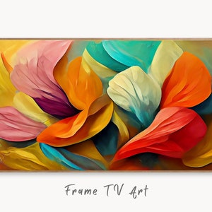Samsung Frame TV Art 4K Colorful Abstract Flower Petals. Instant Download Botanical Leaves Digital Painting. Floral Modern Art for Frame TV