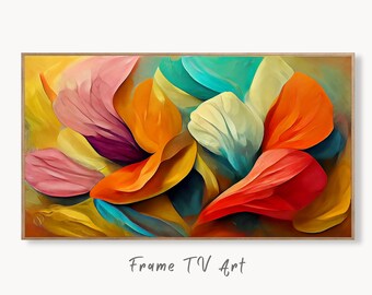 Samsung Frame TV Art 4K Colorful Abstract Flower Petals. Instant Download Botanical Leaves Digital Painting. Floral Modern Art for Frame TV