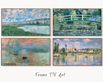 Set of 4 Samsung Frame TV Art 4K. Claude Monet Famous Paintings Collection. Claude Monet Art Set. Instant Download. Vintage Frame TV Art #3