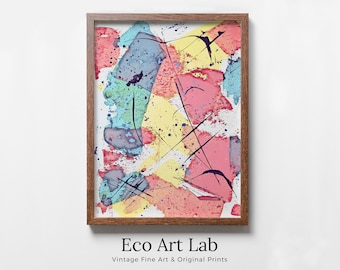 Pastel Pink and Blue Abstract Painting Printable Wall Art. Colorful Abstract Wall Art Download. Abstract Art Prints for Home or Office Decor