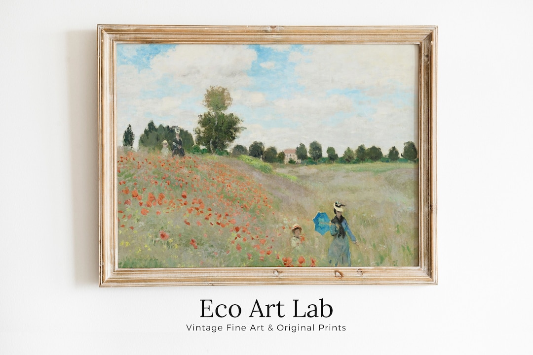 Claude Monet the Poppy Field Painting Famous Monet Art. Instant