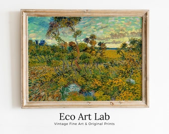 Vincent van Gogh Sunset at Montmajour. Landscape Printable Famous Art Print. Instant Download van Gogh Print Vintage Painting Fine Art Print