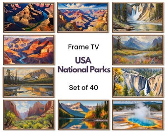 US National Parks Frame TV Art Set of 40. Mountain Wall Art Original Landscape Paintings National Parks Nature Wall Art For Samsung Frame TV