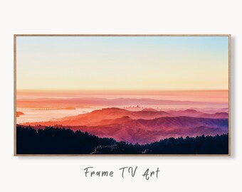 Samsung Frame TV Art 4K San Francisco California Sunset Landscape Digital Painting. Instant Download Art for TV. Colorful Frame TV Art