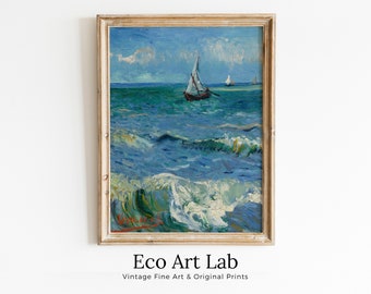 Vincent van Gogh Seascape with Boats. Printable Famous Art Print. Instant Download van Gogh Print. Vintage Nautical Painting. Fine Art Print