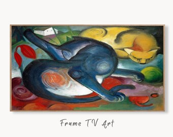 Samsung Frame TV Art 4K Vintage Abstract Famous Cats Painting. Instant Download Cat Art for the Samsung Frame TV. Antique Art for TV