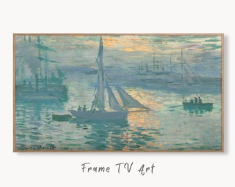 Samsung Frame TV Art 4K Monet Nautical Sunrise Famous Painting. Instant Download Vintage Art for Samsung Frame TV. Claude Monet TV Art