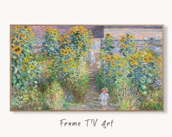 Samsung Frame TV Art 4K Sunflowers Garden Famous Claude Monet Painting. Instant Download Landscape Wall Art for Frame TV. Vintage Wall Art